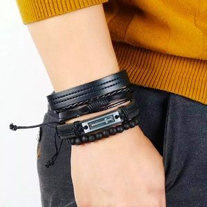 Men’s Genuine Leather Layered Bracelet